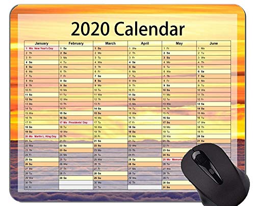 2020 Calendar HD Font Gaming Mouse Pad Custom, Alfombrilla de Goma de Goma sobre Las Nubes