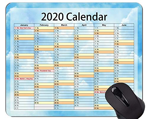 2020 Calendar HD Font Gaming Mouse Pad Custom, Beautiful Sky Themed Rubber Mouse Pad