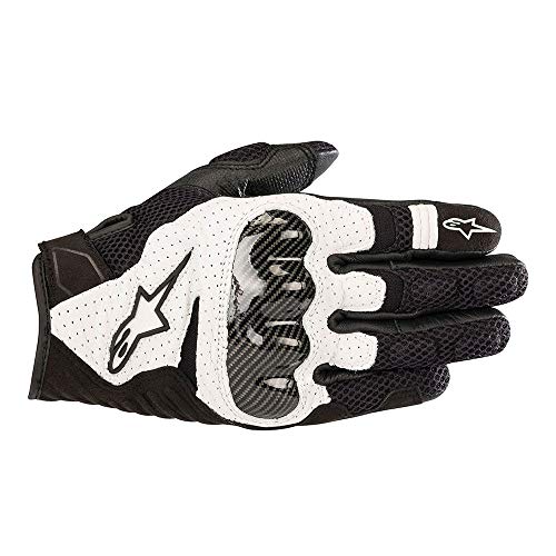 Alpinestars Guantes de Moto SMX-1 Air V2 Gloves Black White, Negro/Blanco, L
