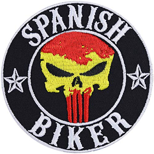 Parche para planchar con la bandera de España, parche para motociclista, parche para vaqueros, parche de regalo, aplicación para accesorios de moto, barcos, maletas, 90 x 90 mm