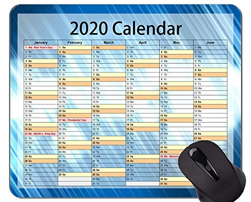 Calendar 2020 Year Gaming Mouse Pad Custom, Blue Green Themed Rubber Mouse Pad