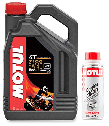 MOTUL Duo Aceite Moto 7100 4T 5 W-40, 4 L + Engine Clean 200 ml