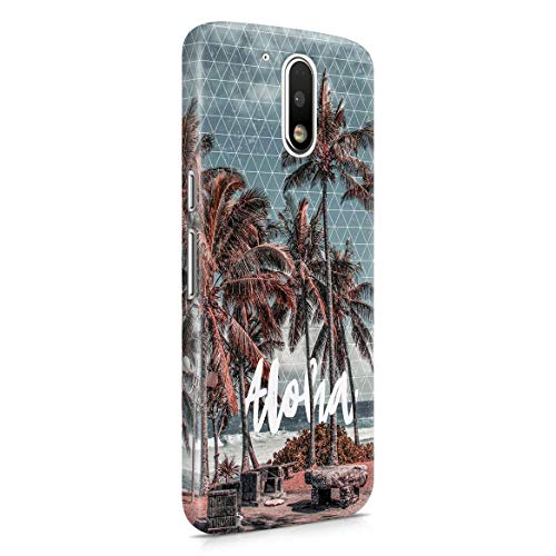 Funda Protectora de Plástico Duro para Motorola Moto G4 Plus Tropicale Palme Exótico Vacation Travel Tropical Palm Trees Sea Waves Sand Beach Miami Malibu Holiday Trip Funda Delgada y Ligera