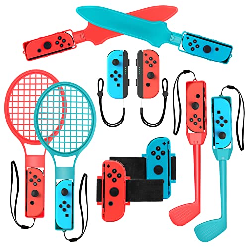 2023 Switch Accesorios deportivos para niños Juegos de Nintendo Switch , 10 en 1 Paquete familiar de accesorios de juego Kit para juegos deportivos de Switch OLED