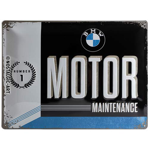 Nostalgic-Art BMW Motor Placa Decorativa, Metal, Multicolor, 30 x 40 cm