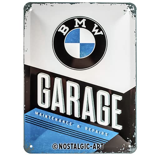 Nostalgic-Art Cartel de Chapa Retro BMW – Garage – Idea de Regalo para los Fans de los Accesorios de Coches, metálico, Diseño Vintage, 15 x 20 cm