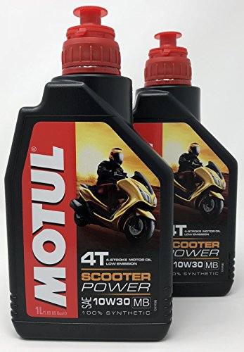 MOTUL Aceite 4 Tiempos Moto Scooter Power 4T 10W-30 MB, 2 Litro (2X 1 lt)