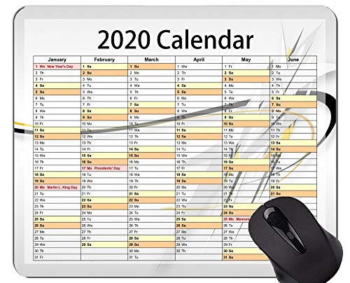 Calendario 2020 con días Festivos Gaming Mouse Pad Custom, Abstract Lines Rubber Mouse Pad