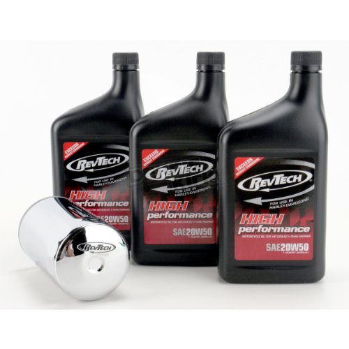 RevTech - Kit de Servicio de Cambio de Aceite para Harley-Davidson Sportster/Evolution - Filtro Magnético de Cromo