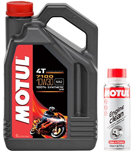 DUO Motul Aceite Moto 7100 4T 10W-30, 4 L + Engine Clean 200 ML