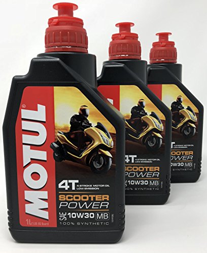 MOTUL Aceite 4 Tiempos Moto Scooter Power 4T 10W-30 MB, 3 litros (3x1 lt)