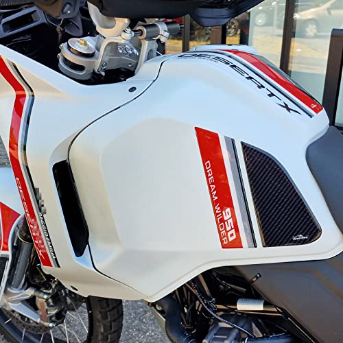 Resin Bike Adhesivos de Moto Compatibles con Ducati DesertX 2022. Protecciones Laterales Tanque Moto de Choques y Arañazos. Par de Adhesivos 3D Resinados - Made en Italy