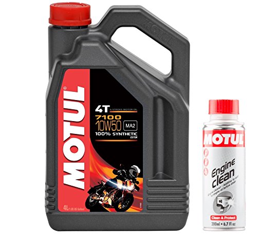 Motul Duo Aceite Moto 7100 4T 10W-50, 4 litros + motor Clean 200 ml