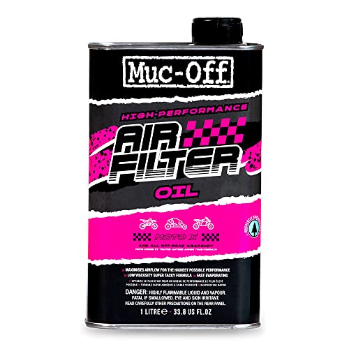 Muc-Off Aceite de Filtro de Aire, 1 Litro – Aceite de Filtro de Alto Rendimiento – Aceite de Filtro de Aire Moto Motocross y Deportes de Motor – Maximiza el Flujo de Aire y Alarga la Vida del Motor
