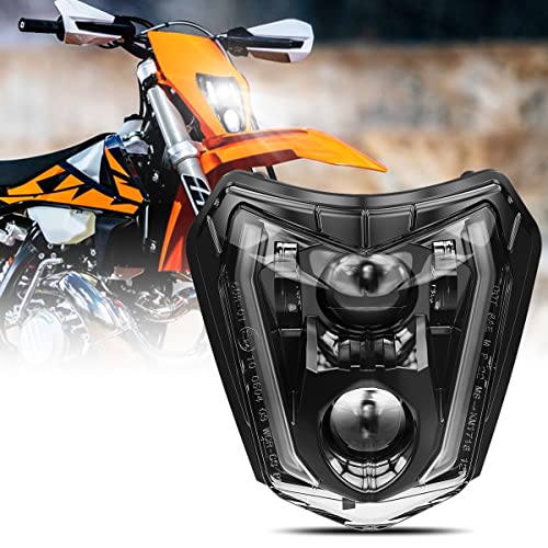 RAMJET4X4 led faro moto con luces de circulación diurna compatible con la mayoría de enduro y moto de cross, motocross, supermoto 2017-2021 EXC XCW 250 350 450 501 SX SXF 125 SMC R 690-negro