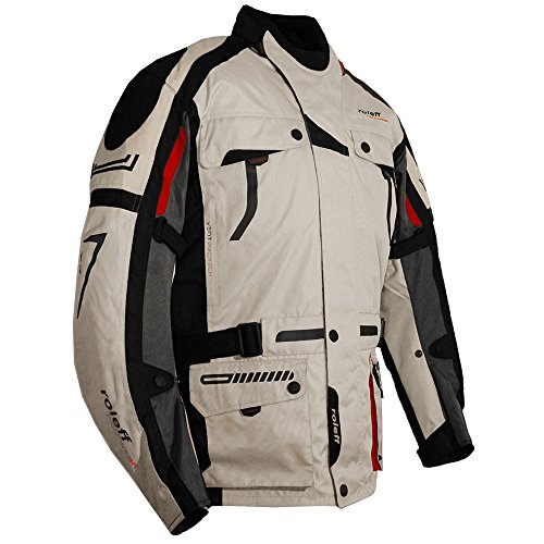 Roleff Racewear, Chaqueta de Moto, negro/plateado/gris/rojo, XXL