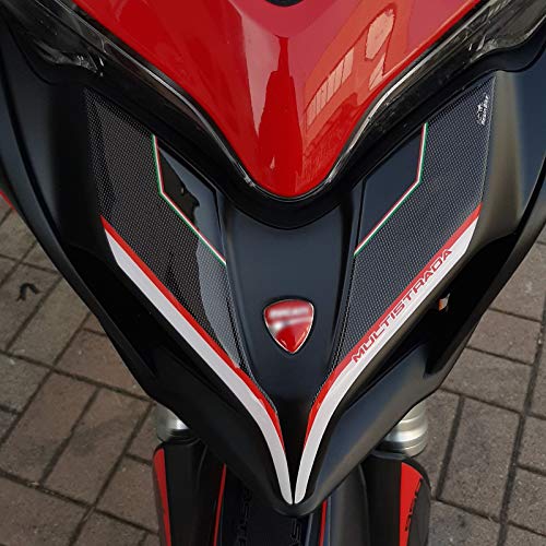 Resin Bike Adhesivos de Moto Compatibles con Ducati Multistrada 950 2018 2020. Protección Puntales Frontales de Choques y Arañazos de Moto. Par de Adhesivos 3D Resinados - Made en Italy
