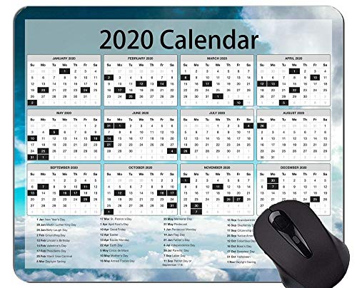 2020 Calendar Golden Premium Gaming Mouse Pad Custom, Alfombrilla de ratón con Tema de Cielo Azul Oscuro con Borde Cosido
