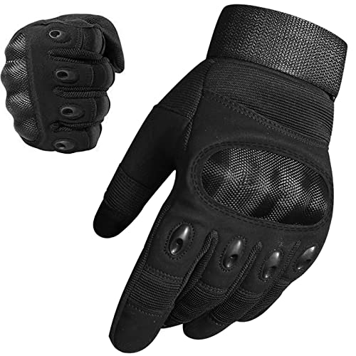 WFX - Guantes de motocicleta para hombres y mujeres, guantes de moto con pantalla táctil para nudillos duros, dedos completos, para bicicleta, equitación, senderismo, camping (negro, M)