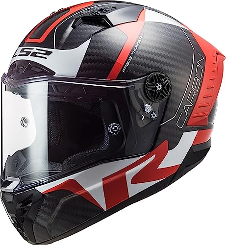 LS2, casco integral moto Thunder Carbon Racing Red white, S