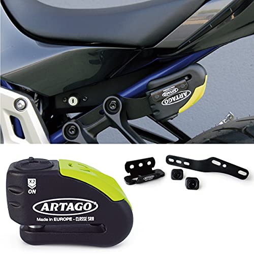 Artago 30X2 Pack Candado Antirrobo Disco con Alarma 120db Alta Seguridad + Soporte para Yamaha MT-07 y Tracer 700, Homologado SRA y Sold Secure Gold