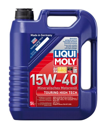 Liqui Moly 1096 Touring High Tech 15W-40 - Aceite Mineral para Motores de automóviles de 4 Tiempos con Alto kilometraje (5 L)