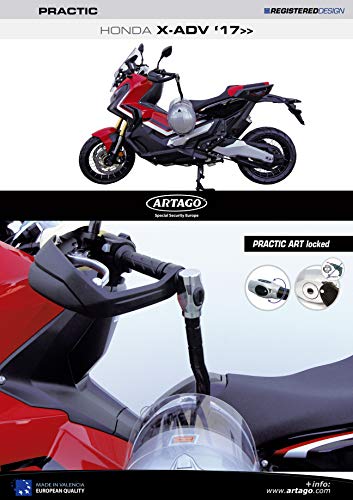Artago 1651ART Candado Antirrobo Manillar Moto Practic Art, Alta Gama + Soporte para Honda X-ADV 17 en adelante
