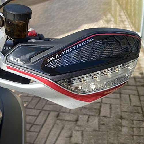 Resin Bike Adhesivos de Moto Compatibles con Ducati Multistrada 1260 S Grand Tour 2018-2020. Protección Paramanos de Choques y Arañazos. Par de Adhesivos 3D Resinados Lado Izquierdo y Derecho