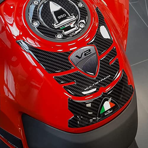 Resin Bike Adhesivos de Moto Compatibles con Ducati Multistrada 950 V2 y V2S 2022. Protección Protector de Tanque de Choques y Arañazos de Moto. Adhesivo 3D Resinado - Made en Italy